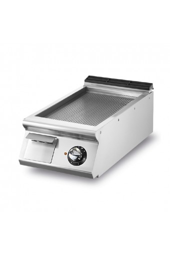 Fry-top elettrico versione top, piastra rigata cromata
