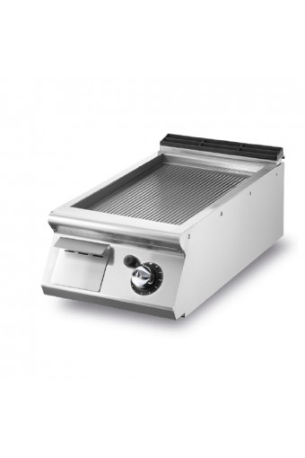 Fry-top gas versione top, piastra rigata cromata
