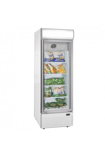 Frigovetrina professionale con porta in vetro 400lt, temp. -18°/-22° C, cassonetto luminoso in alto