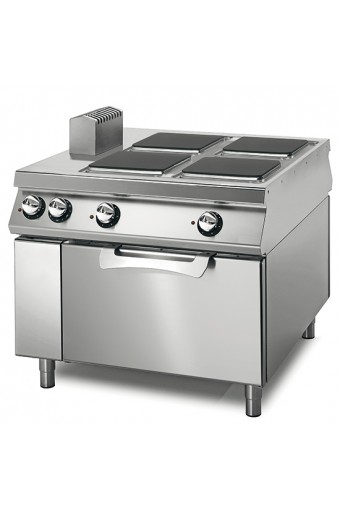Cucina elettrica da 4 piastre quadre su forno elettrico statico, comandi 2 lati