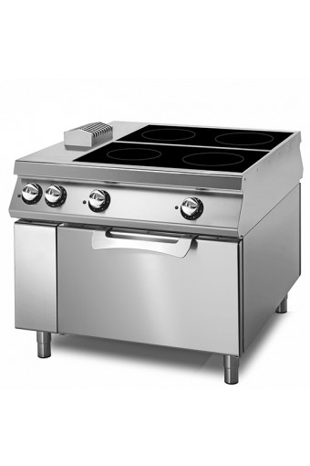Piastra in vetroceramica da 4 piastre su forno elettrico statico, comandi 2 lati
