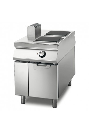 Cucina elettrica da 2 piastre quadre su vano con porte, comandi 2 lati