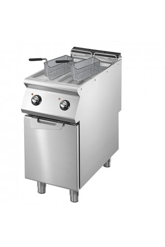 Friggitrice elettrica professionale 2 vasche capacità 8+8 lt su armadio chiuso
