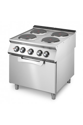 Cucina elettrica professionale 4 piastre tonde con forno elet. statico