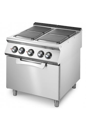 Cucina elettrica su forno elettrico statico GN 2/1, 4 piastre quadre in ghisa