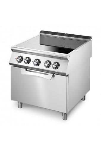 Piastra in vetroceramica su forno elettrico statico GN 2/1, 4 zone di cottura