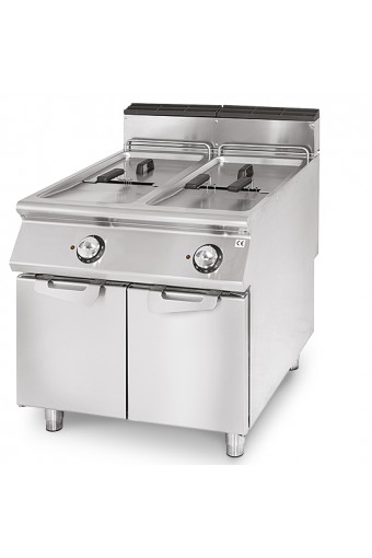 Friggitrice elettrica professionale 2 vasche capacità 17+17 lt su armadio chiuso