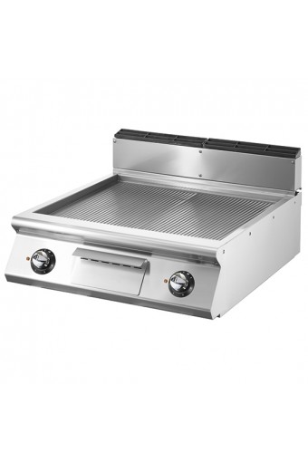 Fry-top elettrico versione top, piastra rigata cromata