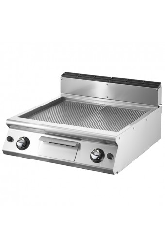 Fry-top gas versione top, piastra rigata cromata