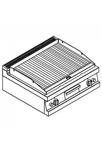 Fry-top gas piastra rigata cromata da banco