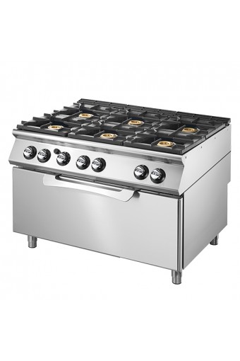 Cucina a gas su forno a gas statico maxi, 6 bruciatori