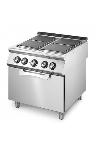 Cucina elettrica su forno elettrico statico GN 2/1, 4 piastre quadre in ghisa