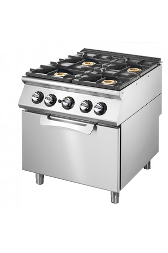 Cucina a gas su forno a gas statico GN 2/1, 4 bruciatori