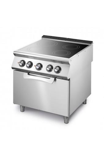 Piastra in vetroceramica su forno elettrico statico GN 2/1, 4 zone di cottura