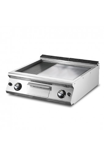 Fry-top gas versione top, piastra 2/3 liscia e 1/3 rigata