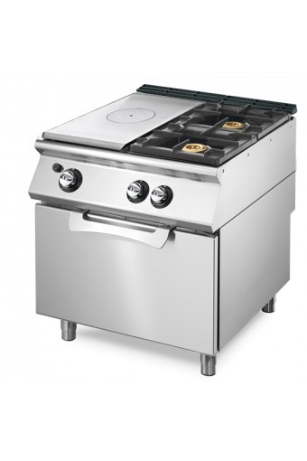 Tuttapiastra gas su forno a gas statico GN 2/1 + 2 bruciatori