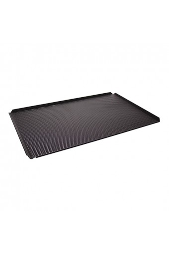 Teglia in alluminio non rivestita, GN 1/1 - 4 bordi 45°, rivestimento termoplastico, perforata