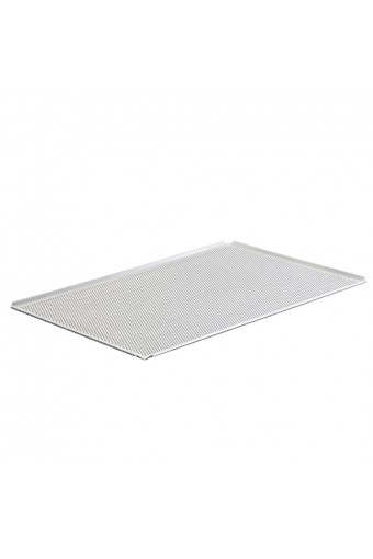 Teglia in alluminio non rivestita, 600x400 mm - 4 bordi 45°, perforata