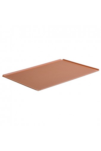 Teglia in alluminio non rivestita, GN 1/1 - 4 bordi 45°, silicone, perforata