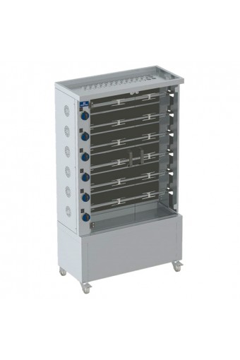 Girarrosto elettrico con illuminazione, 6 spiedi per 30/36 polli