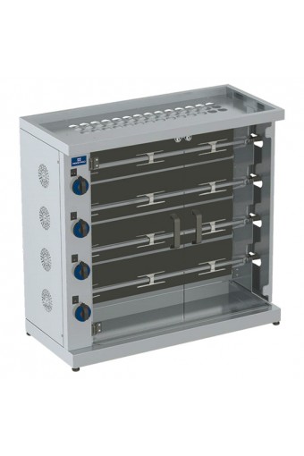 Girarrosto elettrico con illuminazione, 4 spiedi per 20/24 polli