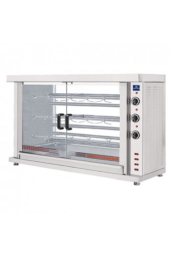 Girarrosto elettrico con illuminazione, 3 spiedi per 12-15 polli