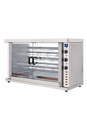 Girarrosto elettrico con illuminazione, 5 spiedi per 20-25 polli