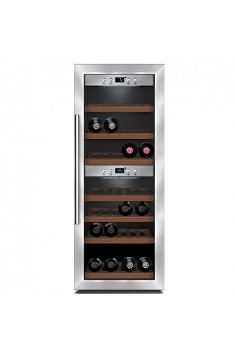 Espositore refrigerato professionale per vini ventilato 2 vani capacità 38 bottiglie 0,7 lt. temp. +5 °c/+22 °c