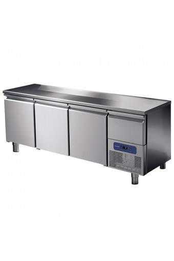 Tavolo refrigerato professionale 3 porte GN 1/1 con cassetto refrigerato su vano motore, -2 °/+8 °C