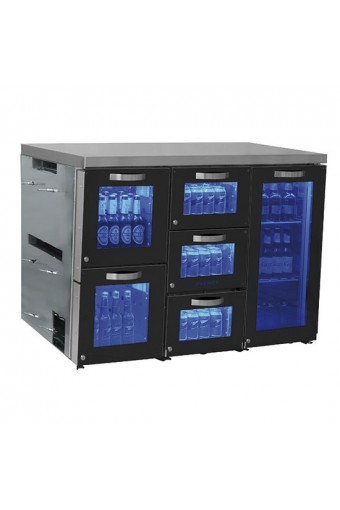 vetrina refrigerata sottobanco destra a 1 porta battente e 5 cassetti in vetro, 0/+8°C