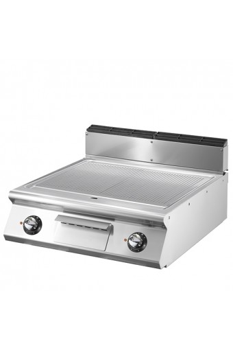 Fry-top elet. con piano stampato piastra rigata da banco