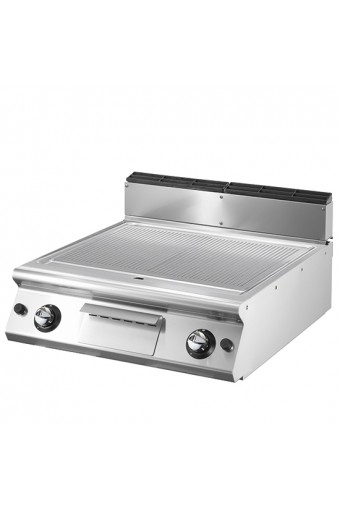 Fry-top gas con piano stampato piastra rigata da banco